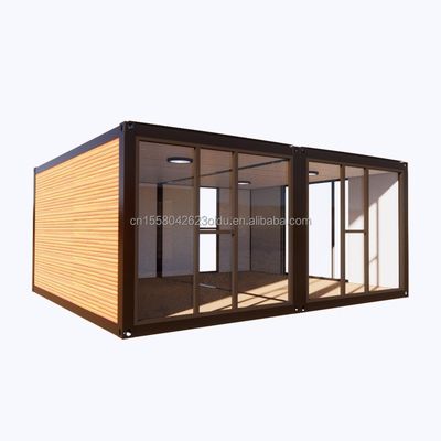 20 FT Customizable Modern Prefabricated Steel Container House with Outdoor Wooden Container and Aluminum Alloy Windows