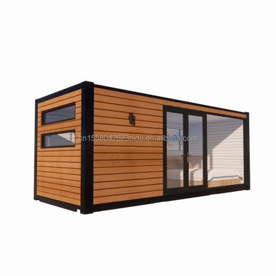 20 FT Customizable Modern Prefabricated Steel Container House with Outdoor Wooden Container and Aluminum Alloy Windows