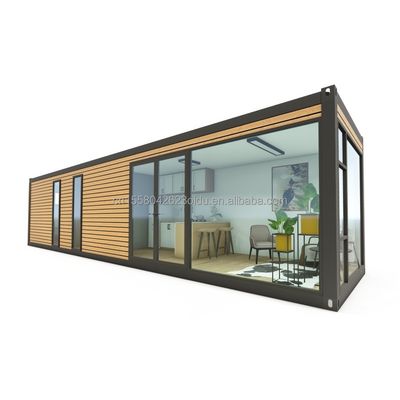 20 FT Customizable Modern Prefabricated Steel Container House with Outdoor Wooden Container and Aluminum Alloy Windows