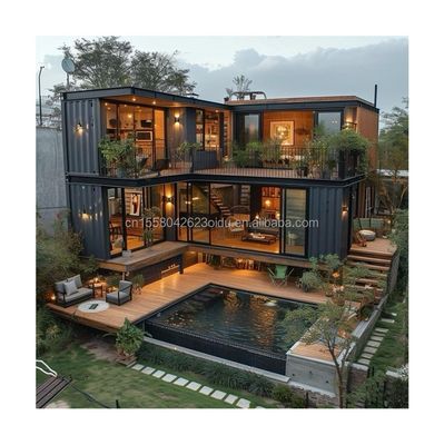50/75/100mm Wave Sandwich Panel Wall EU Modern Design Steel Structure Building for Log Hotels or Mobile Little House Prefabricated Home