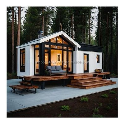 50/75/100mm Wave Sandwich Panel Wall EU Modern Design Steel Structure Building for Log Hotels or Mobile Little House Prefabricated Home