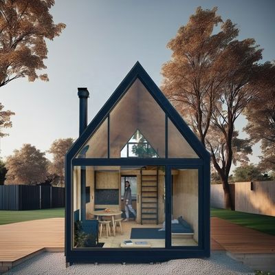 Fast-Installed Two-Storey Prefab Villa with A-Frame Design and Triangle Container Made of Galvanized Steel Square Tubes