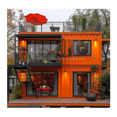 Modern Design Double-Storey Container House with Expandable Outdoor Space and Galvanized Steel Square Tubes Main Structure