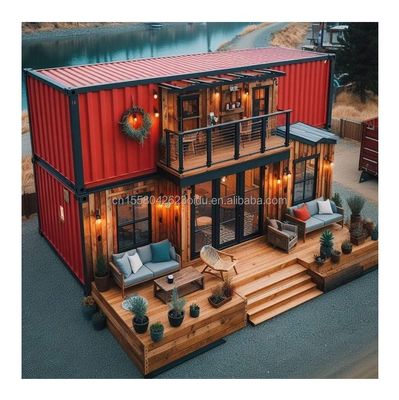 Modern Design Double-Storey Container House with Expandable Outdoor Space and Galvanized Steel Square Tubes Main Structure