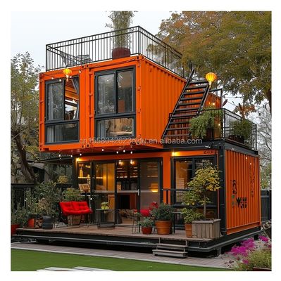 Modern Design Double-Storey Container House with Expandable Outdoor Space and Galvanized Steel Square Tubes Main Structure
