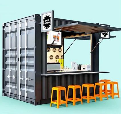 Main Structure Galvanized Steel Square Tubes 10ft Movable Bar Cafe Store for 20ft Shipping Container Garden Coffee Shop
