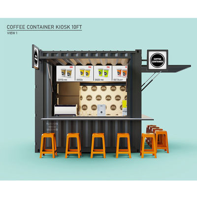 Main Structure Galvanized Steel Square Tubes 10ft Movable Bar Cafe Store for 20ft Shipping Container Garden Coffee Shop