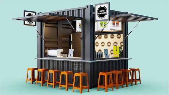 Main Structure Galvanized Steel Square Tubes 10ft Movable Bar Cafe Store for 20ft Shipping Container Garden Coffee Shop