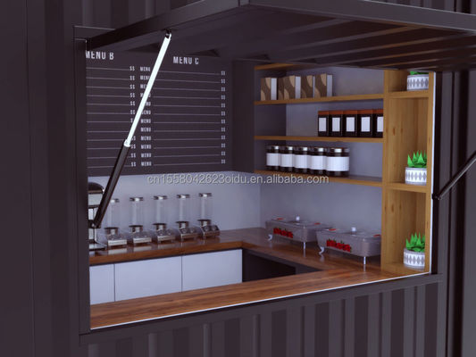 Galvanized Steel Square Tubes Mini Popup Shop Mobile Container Coffee Bar Houses 10ft Container with 50mm Wall and 75mm Wall