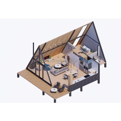 Customized Color Luxury Hotel Room Design Triangle House Container for Family or Villa Made of Galvanized Steel Square Tubes