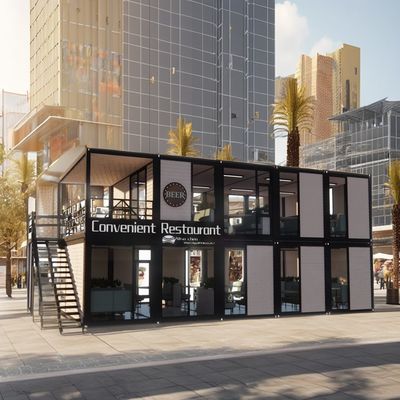 Customized Color Easy Assembly Modular Prefabricated Housing for Restaurant Shop Mall Supermarket Container Home Bar Design