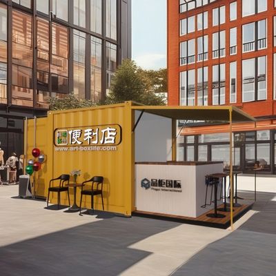 Log Wall 10ft Expandable Steel Container Prefab Container Bar for Outdoor Fast Food Modified Shipping Container Houses