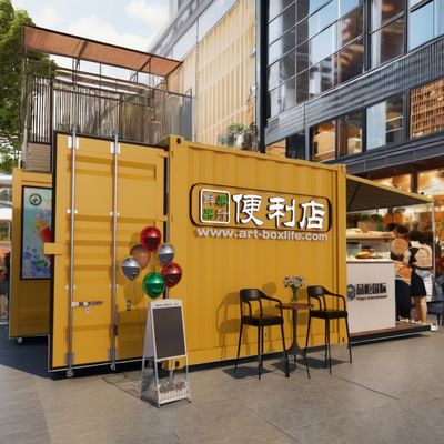 Log Wall 10ft Expandable Steel Container Prefab Container Bar for Outdoor Fast Food Modified Shipping Container Houses