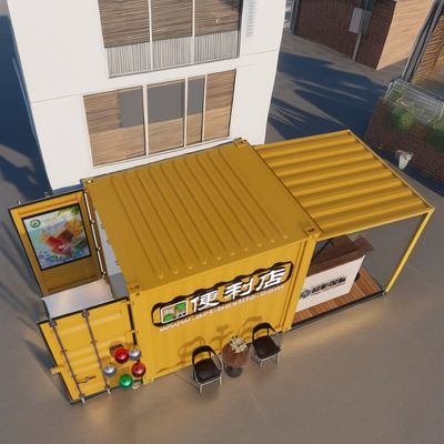 Log Wall 10ft Expandable Steel Container Prefab Container Bar for Outdoor Fast Food Modified Shipping Container Houses