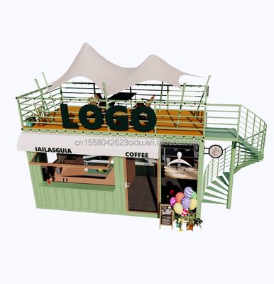 Portable 10ft 20ft Prefabricated Steel Structure Container Houses Mobile Bar Shop for Fast Food Wall 50mm Wave Sandwich Panel