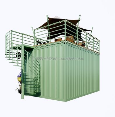 Portable 10ft 20ft Prefabricated Steel Structure Container Houses Mobile Bar Shop for Fast Food Wall 50mm Wave Sandwich Panel