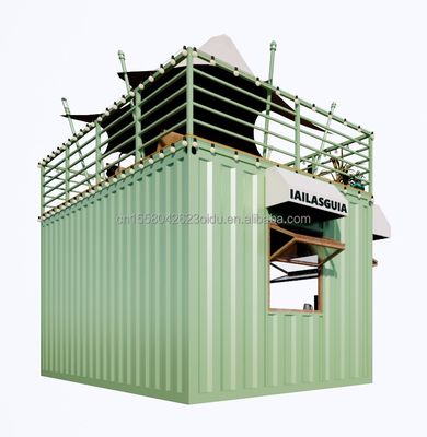 Portable 10ft 20ft Prefabricated Steel Structure Container Houses Mobile Bar Shop for Fast Food Wall 50mm Wave Sandwich Panel