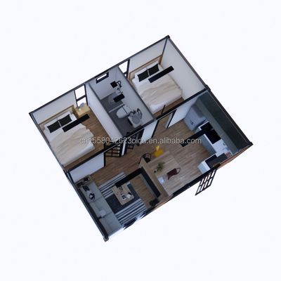 Modern 2 Bedroom Expandable Steel Container House Prefab Design for Mall Application Customized Color Variations