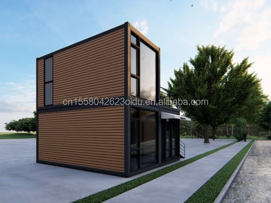 40ft 20ft Deluxe Bedroom Large Glass Studio Movable Wood House Wall 50/75/100mm Wave Sandwich Panel Customized Color Hotels