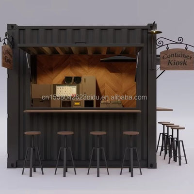 Modern 10 ft 20 ft Prefabricated Steel Shop Container Kiosk Mobile Mini Bar for Outdoor Kitchen and Restaurant Movable Design Shop