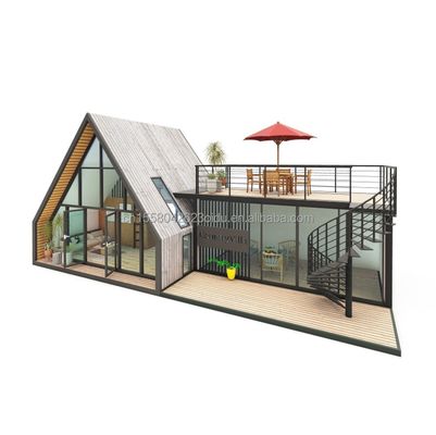 Small Wooden Houses Cabin/Tiny Triangle Shape Steel Structure A-Frame House Kit Chinese Design Style for Hotels and Living