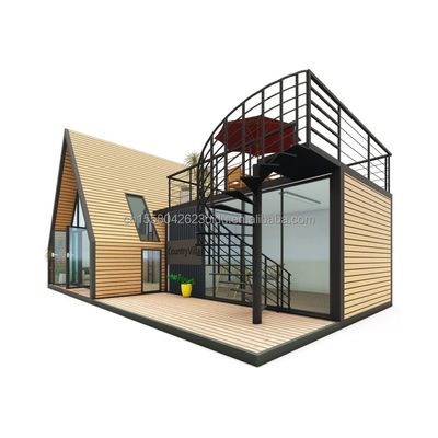 EU Modern Triangular Wooden Steel Structure House for Hotel or Carport Main Structure of Galvanized Steel Square Tubes