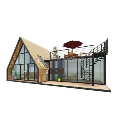 EU Modern Triangular Wooden Steel Structure House for Hotel or Carport Main Structure of Galvanized Steel Square Tubes