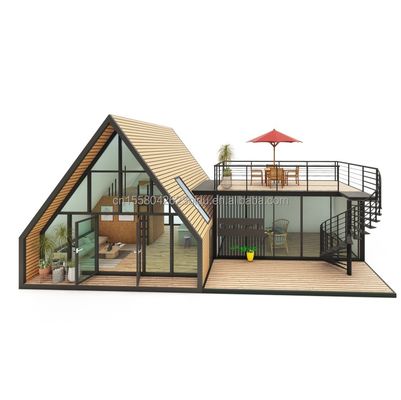 EU Modern Triangular Wooden Steel Structure House for Hotel or Carport Main Structure of Galvanized Steel Square Tubes