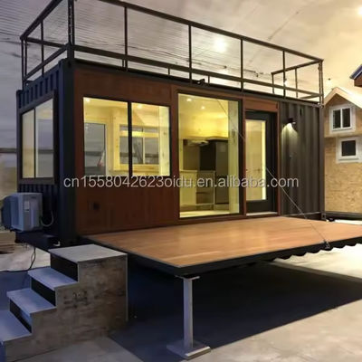 20ft Flat Pack Container Modern Design Steel Prefabricated Mobile Home Coffee Bar Shop with Terrace and Outdoor Application