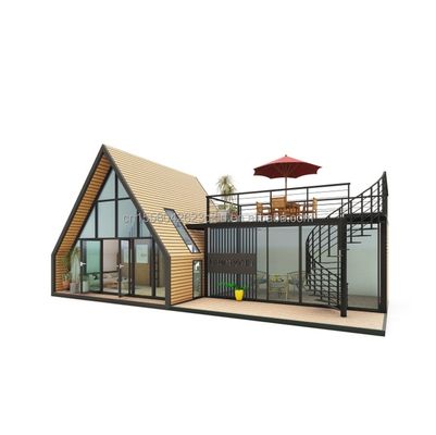 EU Modern Triangular Wooden Steel Structure House for Hotel or Carport Main Structure of Galvanized Steel Square Tubes