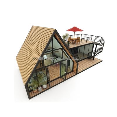 EU Modern Triangular Wooden Steel Structure House for Hotel or Carport Main Structure of Galvanized Steel Square Tubes