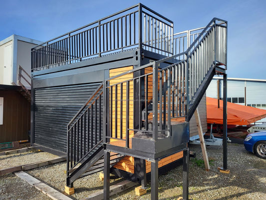 20ft Flat Pack Container Modern Design Steel Prefabricated Mobile Home Coffee Bar Shop with Terrace and Outdoor Application