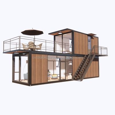 3 Bedroom Modular Prefab Container House Modern Design Steel Wall Panel Wooden Color Expandable Prefabricated for Living