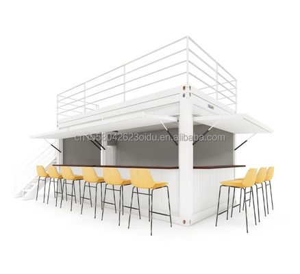 Double-Story Prefab Container House for Mall Boba Style 50/75/100mm Wave Sandwich Panel Wall and Modern Design Terrace