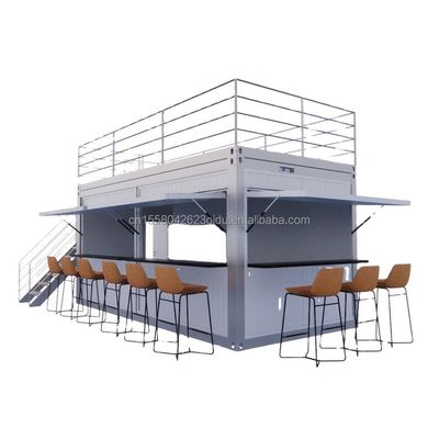 Double-Story Prefab Container House for Mall Boba Style 50/75/100mm Wave Sandwich Panel Wall and Modern Design Terrace