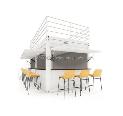 Double-Story Prefab Container House for Mall Boba Style 50/75/100mm Wave Sandwich Panel Wall and Modern Design Terrace