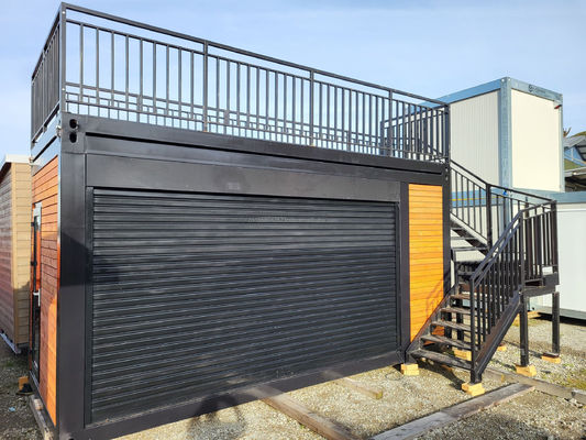 Double-Story Prefab Container House for Mall Boba Style 50/75/100mm Wave Sandwich Panel Wall and Modern Design Terrace