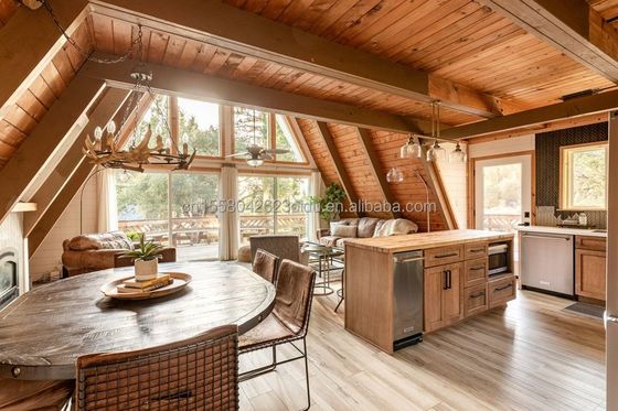 EU Triangle A-Shaped Steel Structure Frame Room Modern Tiny House Prefab Kit Luxury Triangle A-Frame House with Wooden Houses