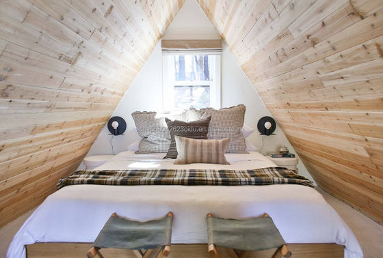 20ft or 40ft Container Modern Design EU Triangle Shape Steel Structure Wooden Houses with A-Shaped Steel Structure Frame Room