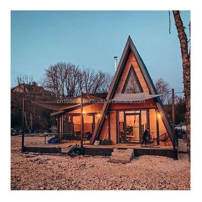 EU Hotel Modern Triangular Wooden House with A-Shaped Steel Structure Frame in 20ft or 40ft Length Options