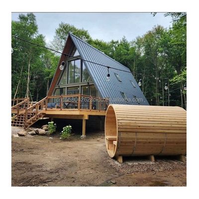 EU Hotel Modern Triangular Wooden House with A-Shaped Steel Structure Frame in 20ft or 40ft Length Options