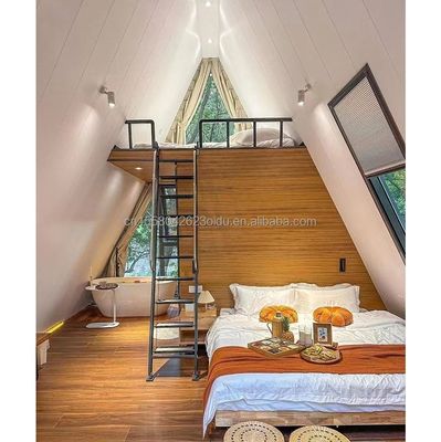 EU Hotel Modern Triangular Wooden House with A-Shaped Steel Structure Frame in 20ft or 40ft Length Options
