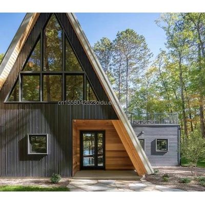 EU Hotel Modern Triangular Wooden House with A-Shaped Steel Structure Frame in 20ft or 40ft Length Options