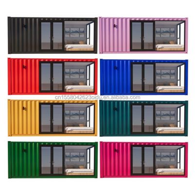 50/75/100mm Wave Sandwich Panel Wood Bathrooms and Aluminum Alloy Windows Steel Wooden Structure Flat Pack Container House for Garden Hotels