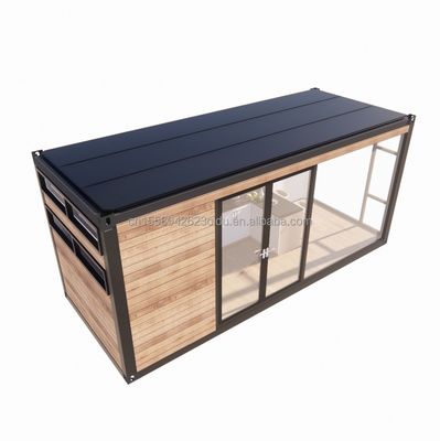 Galvanized Steel Square Tubes Modern Design Container House with Wooden Exterior Garden and Independent Restaurant