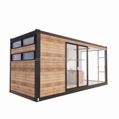 Galvanized Steel Square Tubes Modern Design Container House with Wooden Exterior Garden and Independent Restaurant