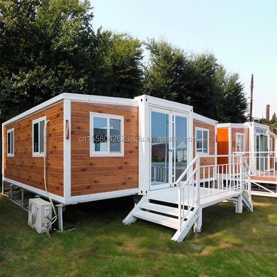 EU Wooden 2 Bedroom Modular Prefab Houses with Modern Design and Galvanized Steel Square Tubes Expandable Container House