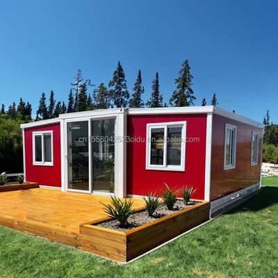 EU Wooden 2 Bedroom Modular Prefab Houses with Modern Design and Galvanized Steel Square Tubes Expandable Container House