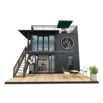 Modern Design Style Double-Storey Steel Sandwich Panel Outdoor Container Bar Coffee Shop for Food Beverage Business