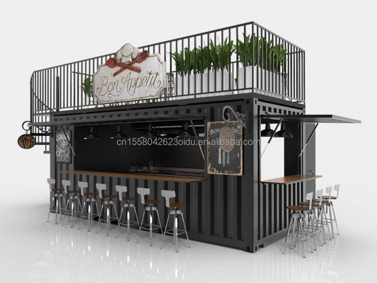 Modern Design Style Double-Storey Steel Sandwich Panel Outdoor Container Bar Coffee Shop for Food Beverage Business